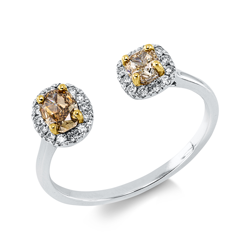 Farbiger Diamant Ring Weißgold / Gelbgold 18kt 0,67ct