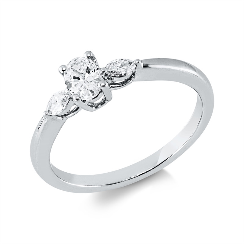 Solitaire mit Besatz Ring Weißgold 18kt 0,38ct