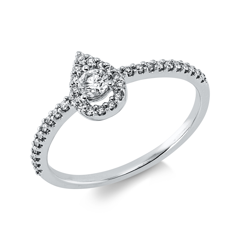 Solitaire mit Besatz Ring Weißgold 18kt 0,27ct