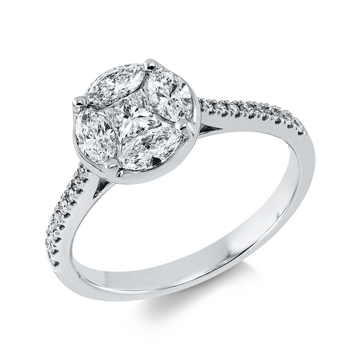 Baguette Illusion Ring Weißgold 18kt Ref-1KU06