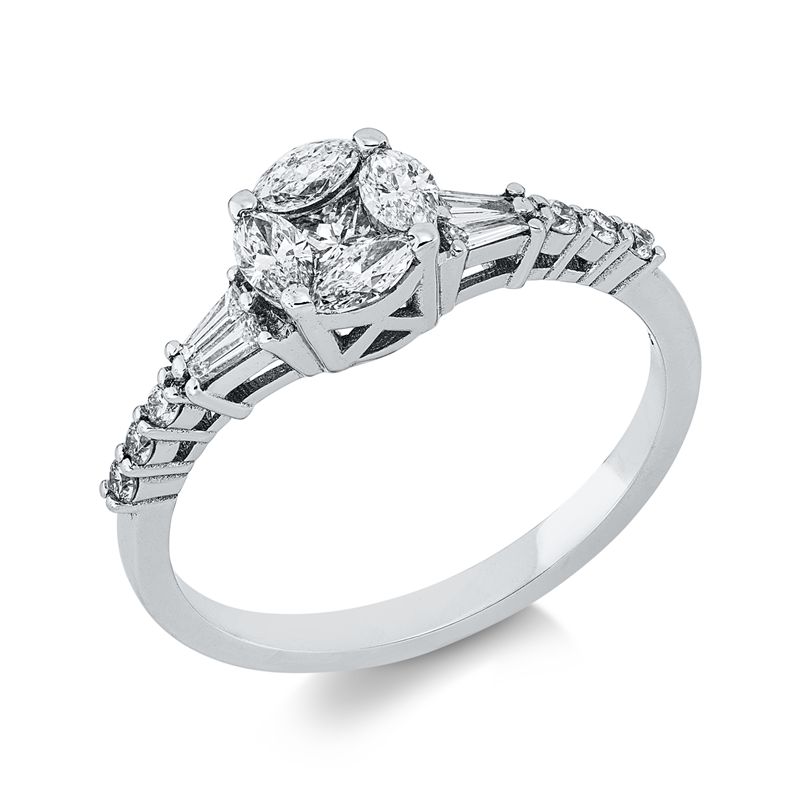 Baguette Illusion Ring Weißgold 18kt Ref-1KW18
