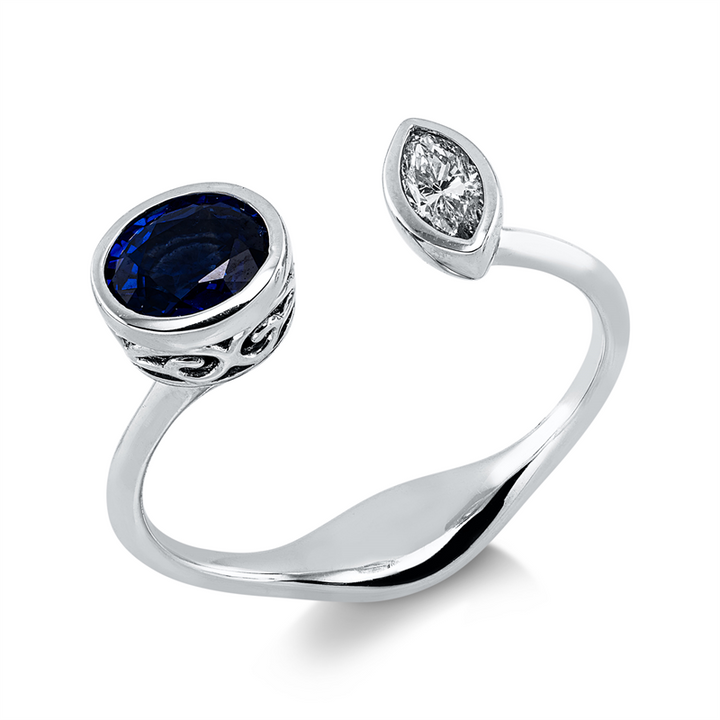 Farbstein Classic Ring Weißgold 18kt Ref-1LM42