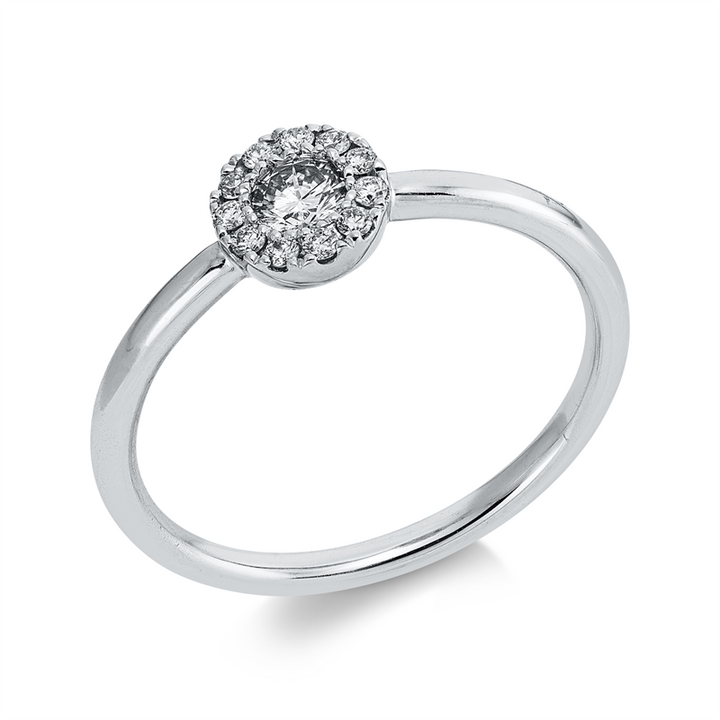 Solitaire mit Besatz Ring Weißgold 18kt Ref-1LO22