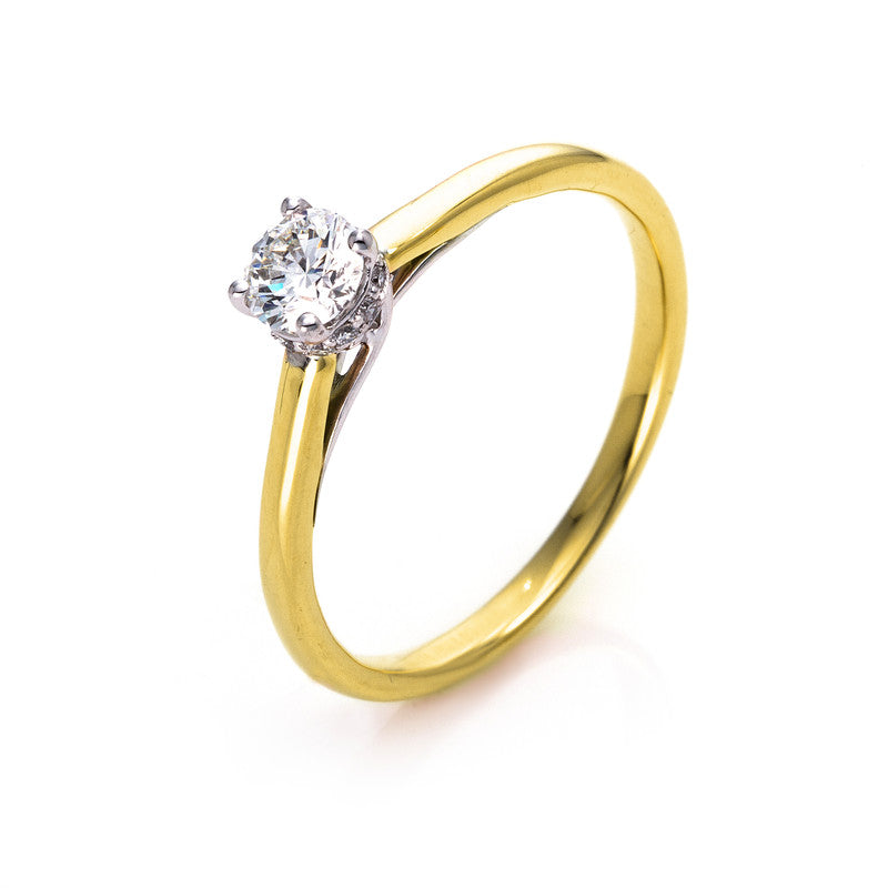 Solitaire mit Besatz Ring Weißgold Gelbgold Platin 950 18kt 0,35ct