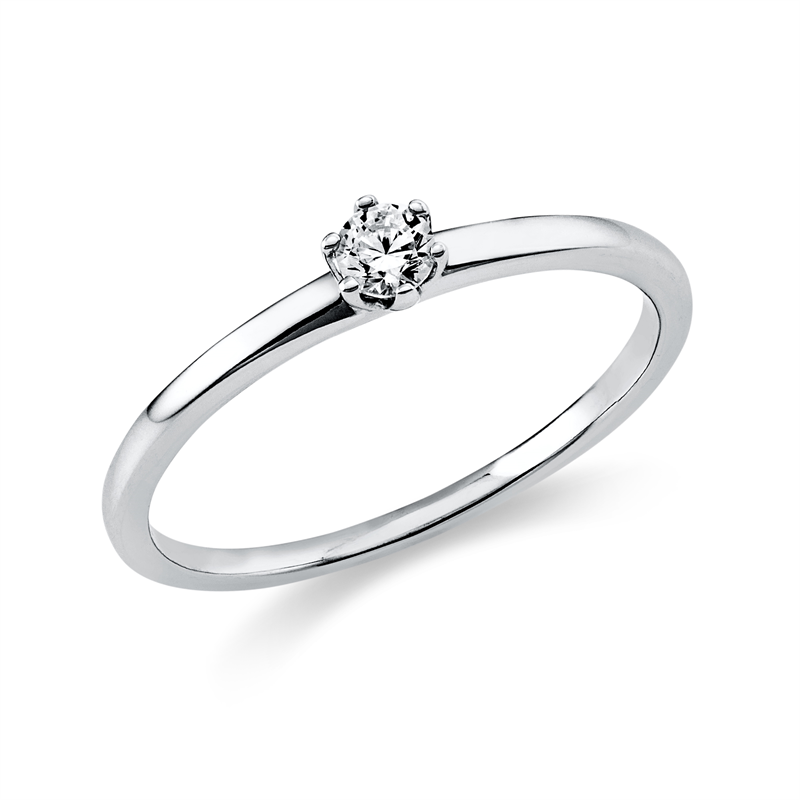 Solitaire Ring Weißgold 18kt 0,1ct