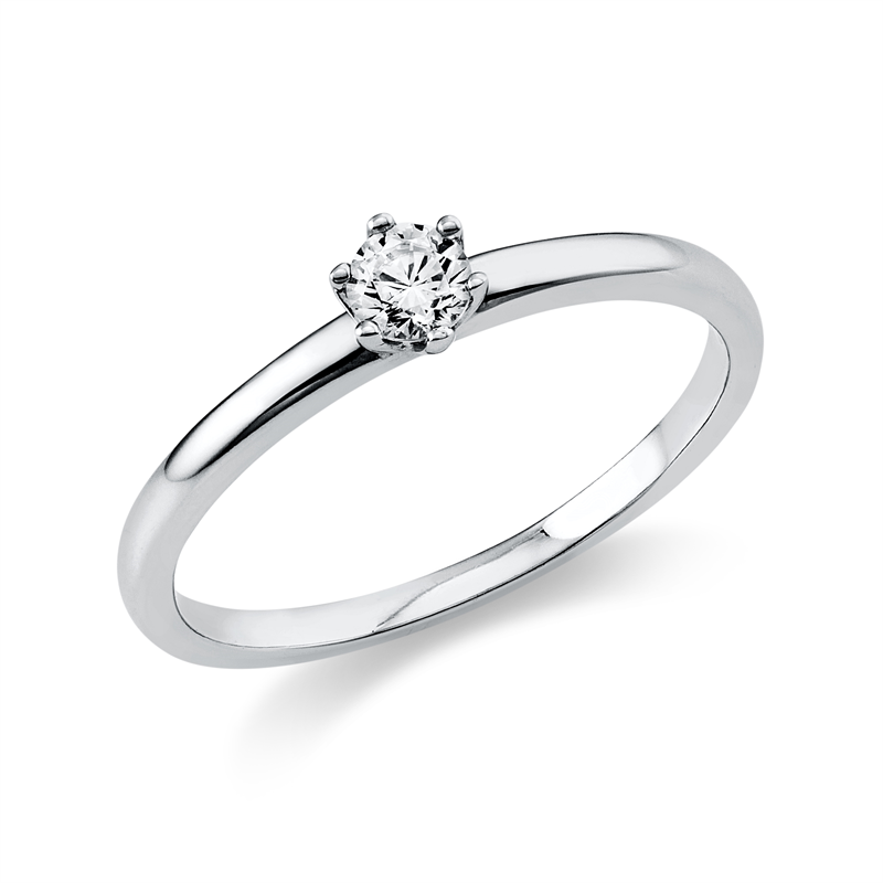 Solitaire Ring Weißgold 14kt 0,15ct