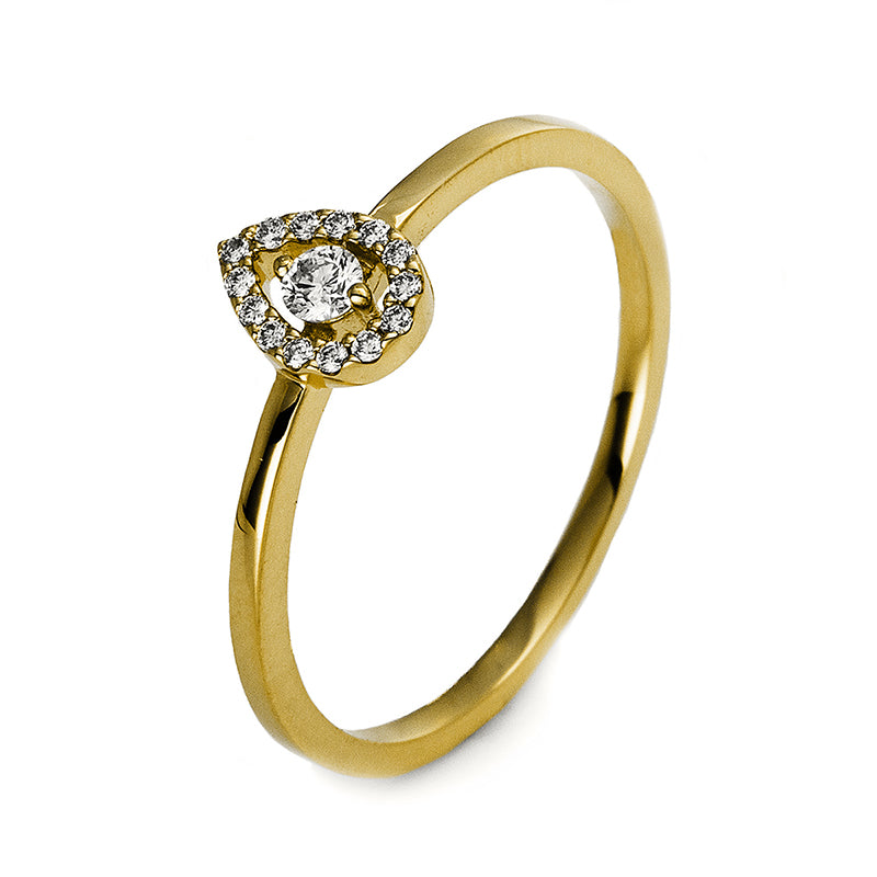 Solitaire mit Besatz Ring Gelbgold 18kt 0,1ct