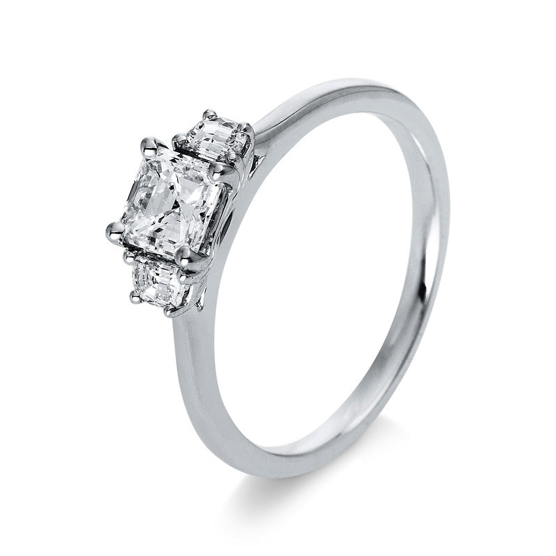 Solitaire mit Besatz Ring Weißgold 18kt 0,79ct