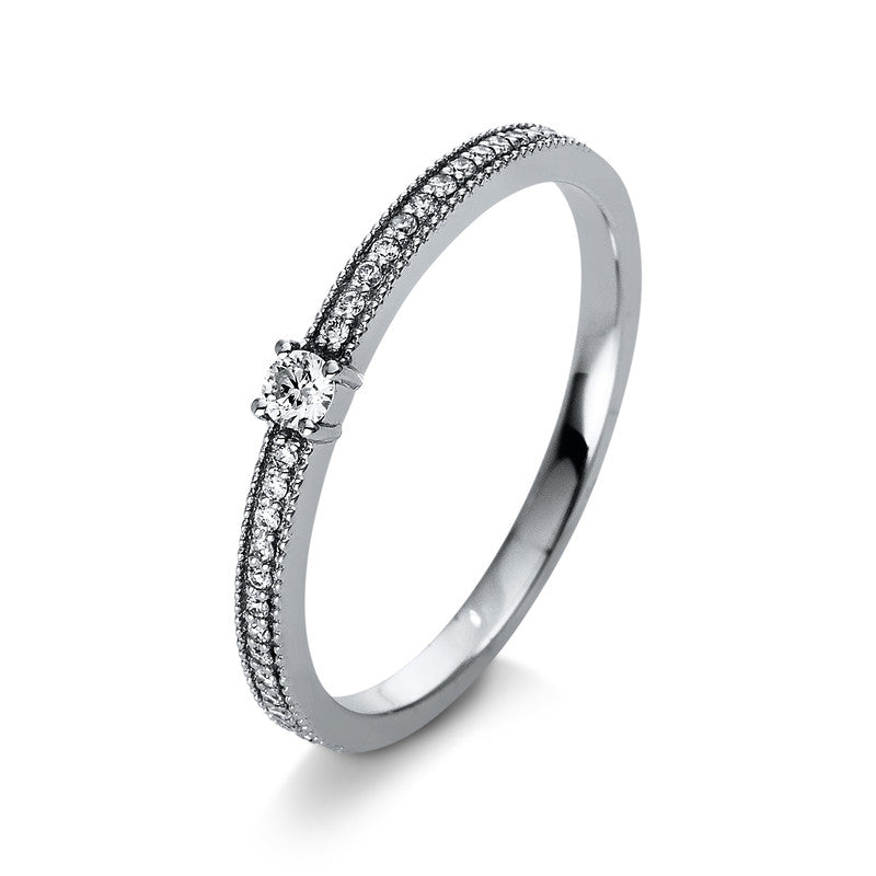 Solitaire mit Besatz Ring Weißgold 18kt 0,13ct