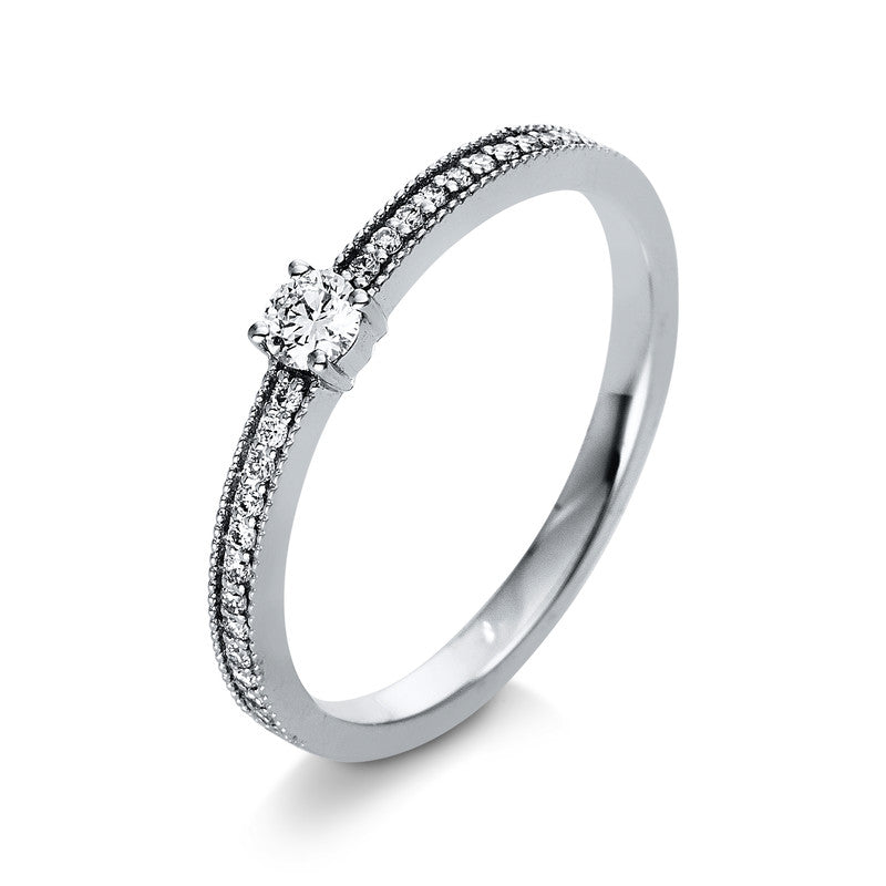 Solitaire mit Besatz Ring Weißgold 14kt 0,19ct