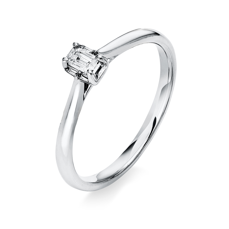Solitaire mit Besatz Ring Weißgold 18kt 0,19ct