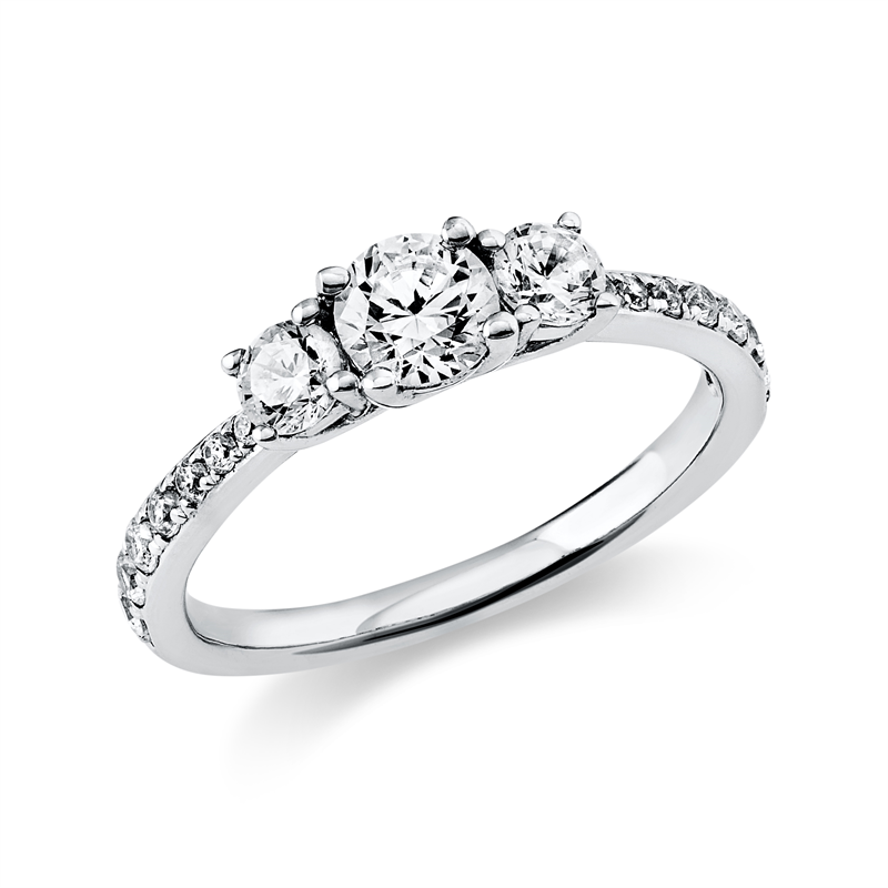 Solitaire mit Besatz Ring Weißgold 18kt 0,94ct