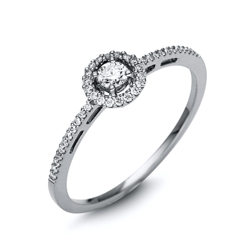 Solitaire mit Besatz Ring Weißgold 18kt 0,21ct