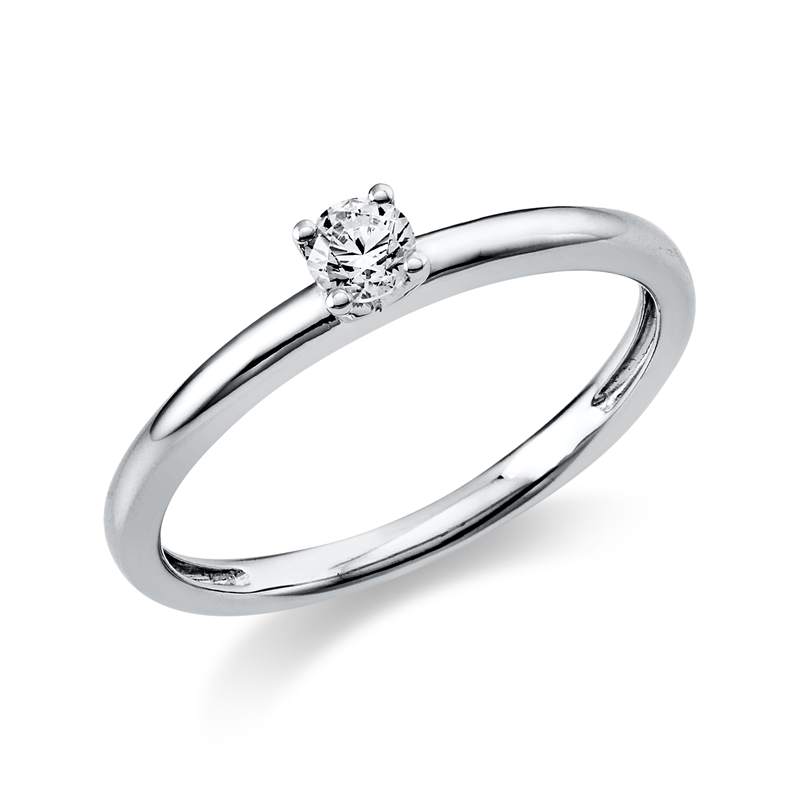 Solitaire Ring Weißgold 14kt 0,15ct