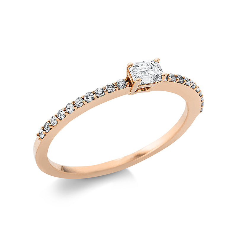 Solitaire mit Besatz Ring Rotgold 18kt 0,34ct