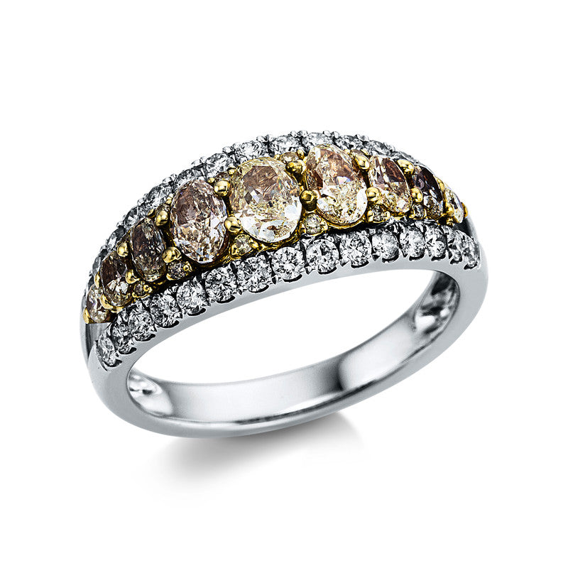 Farbiger Diamant Ring Weißgold / Gelbgold 18kt Ref-1X026