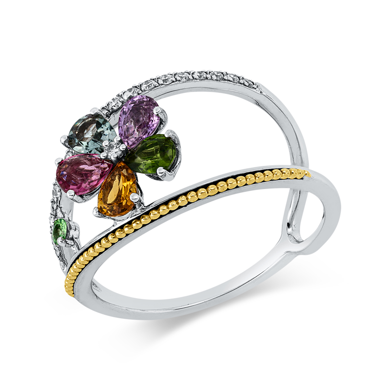 Farbstein Classic Ring Weißgold / Rotgold 18kt 0,13ct