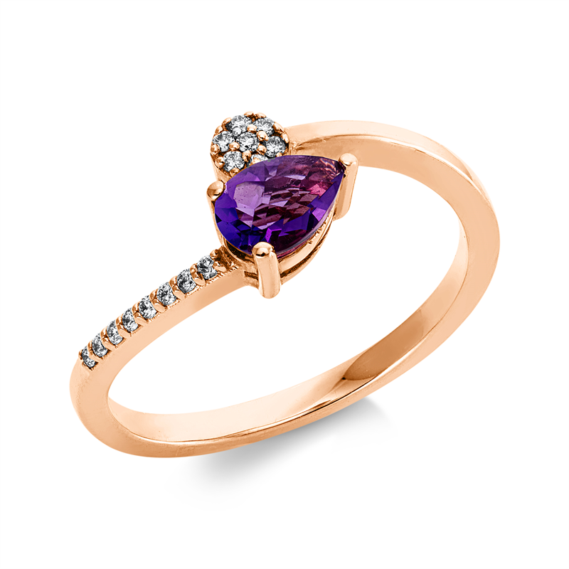 Farbstein Fashion Ring Rotgold 14kt 0,06ct