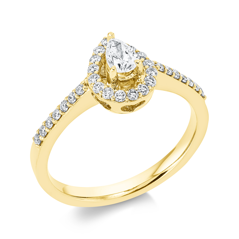 Solitaire mit Besatz Ring Weißgold 18kt 0,45ct