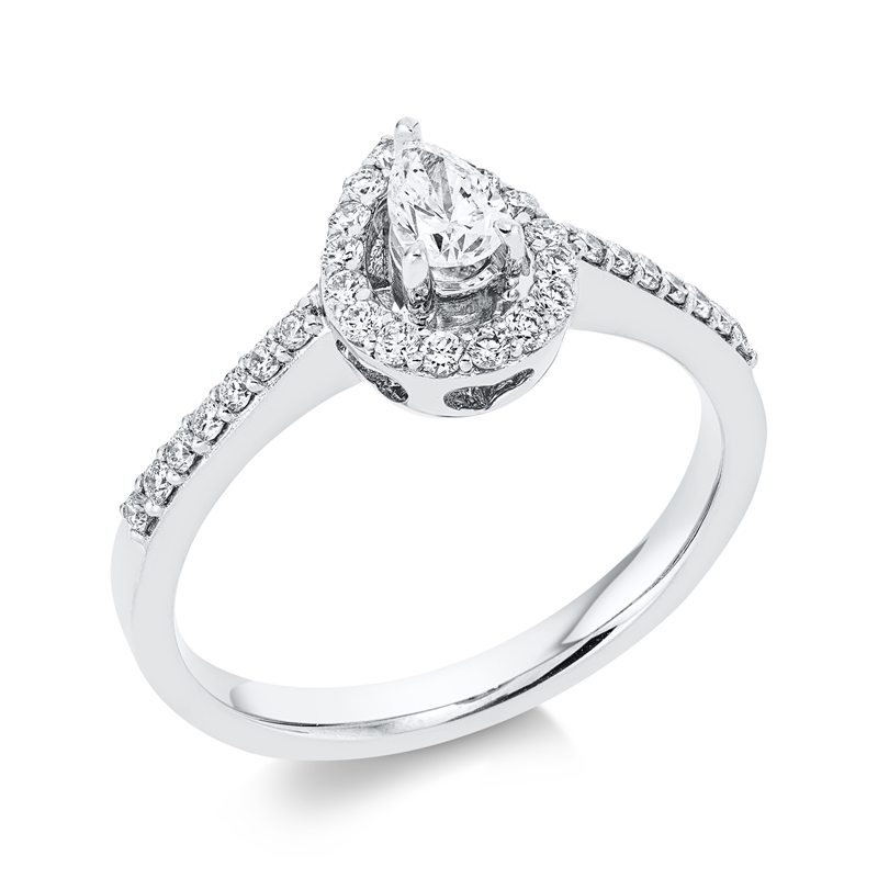 Solitaire mit Besatz Ring Weißgold 18kt 0,45ct