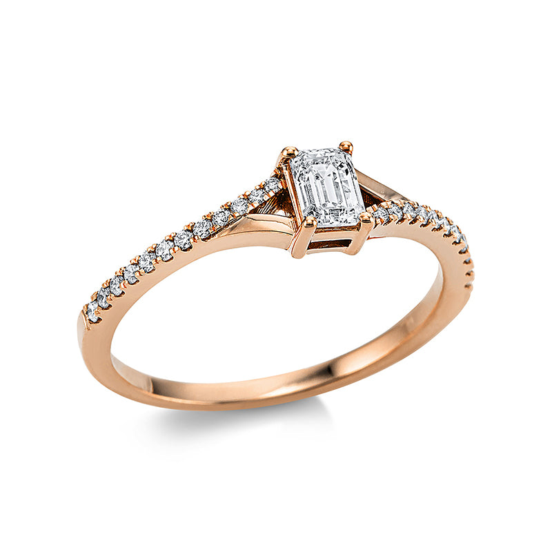 Solitaire mit Besatz Ring Rotgold 18kt 0,44ct