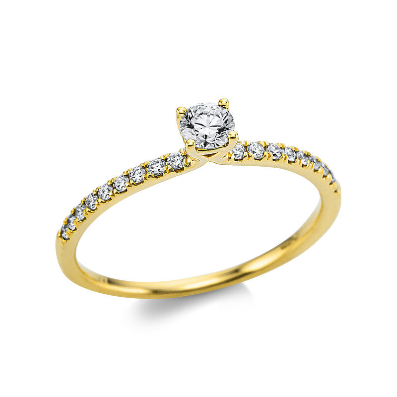 Solitaire mit Besatz Ring Weißgold 18kt 0,36ct