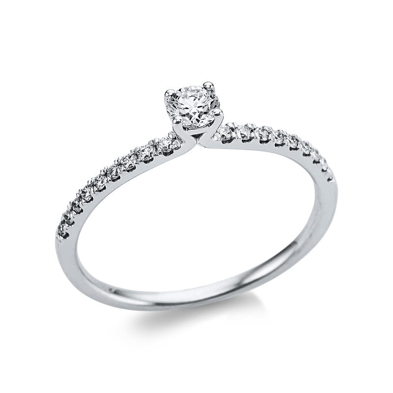 Solitaire mit Besatz Ring Weißgold 18kt 0,36ct