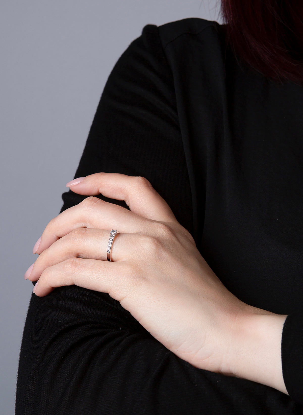 Solitaire mit Besatz Ring Weißgold 14kt 0,34ct