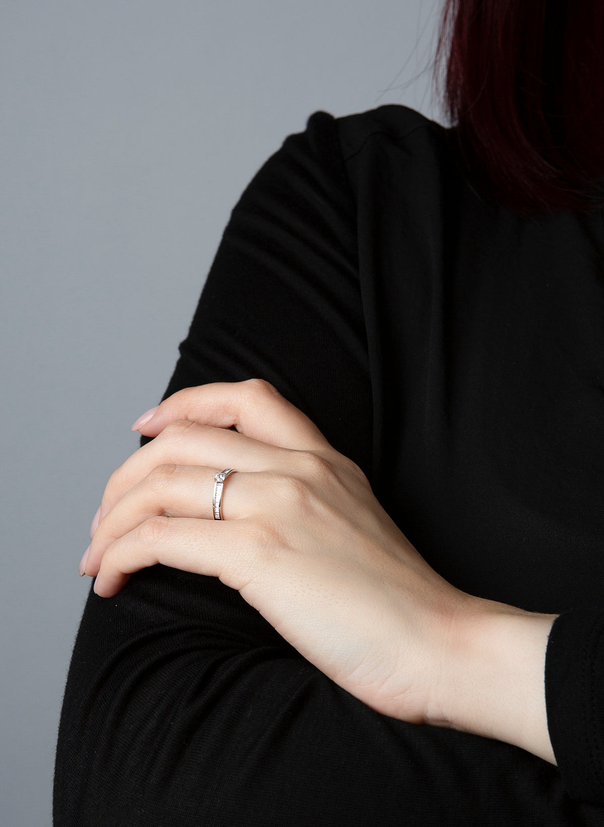 Solitaire mit Besatz Ring Weißgold 14kt 0,36ct
