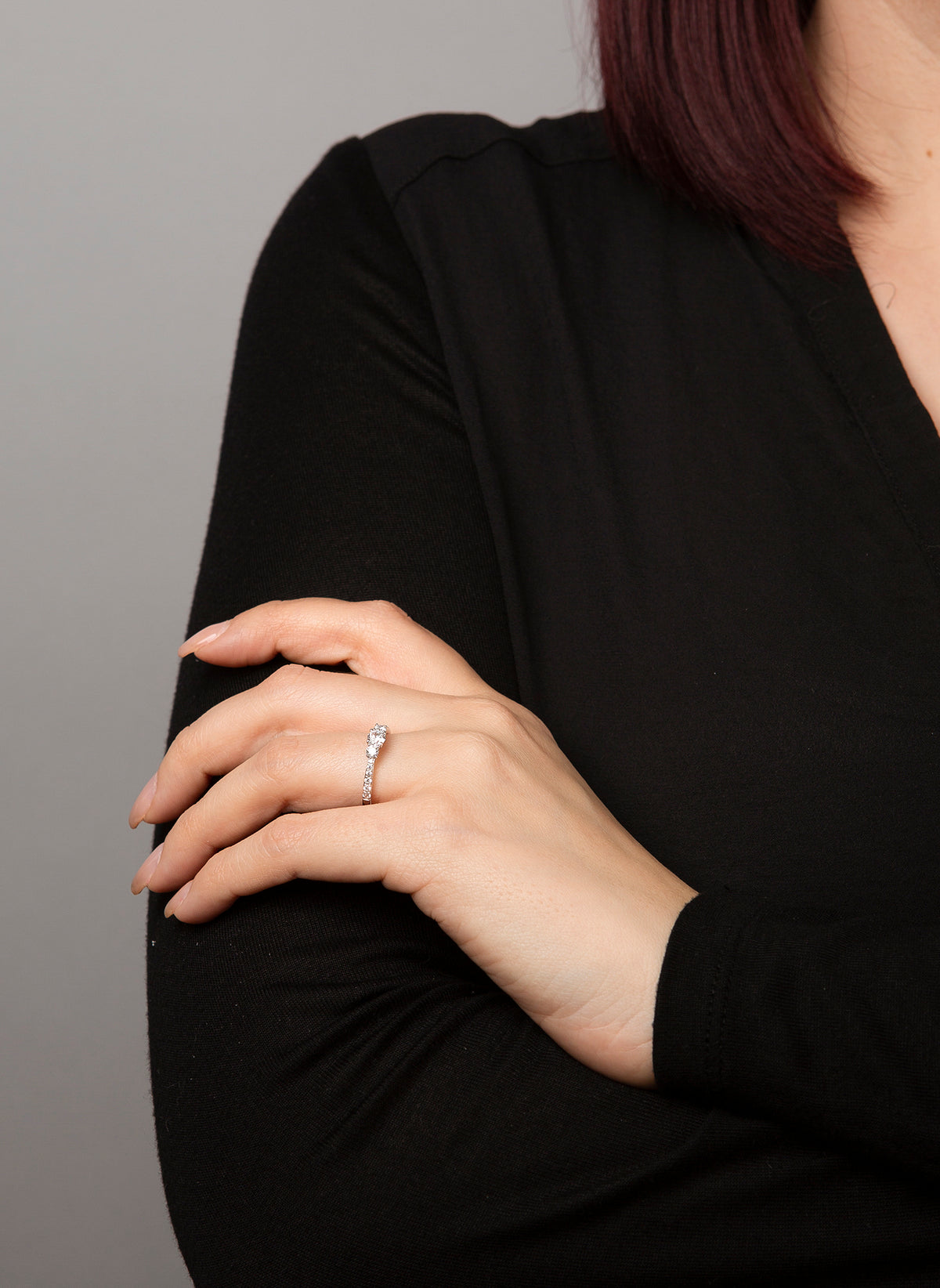 Solitaire mit Besatz Ring Gelbgold 18kt 0,51ct