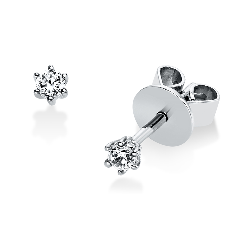 Solitaire Ohrstecker Weißgold 18kt 0,1ct