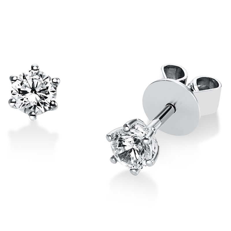 Solitaire Ohrstecker Weißgold 14kt 0,4ct