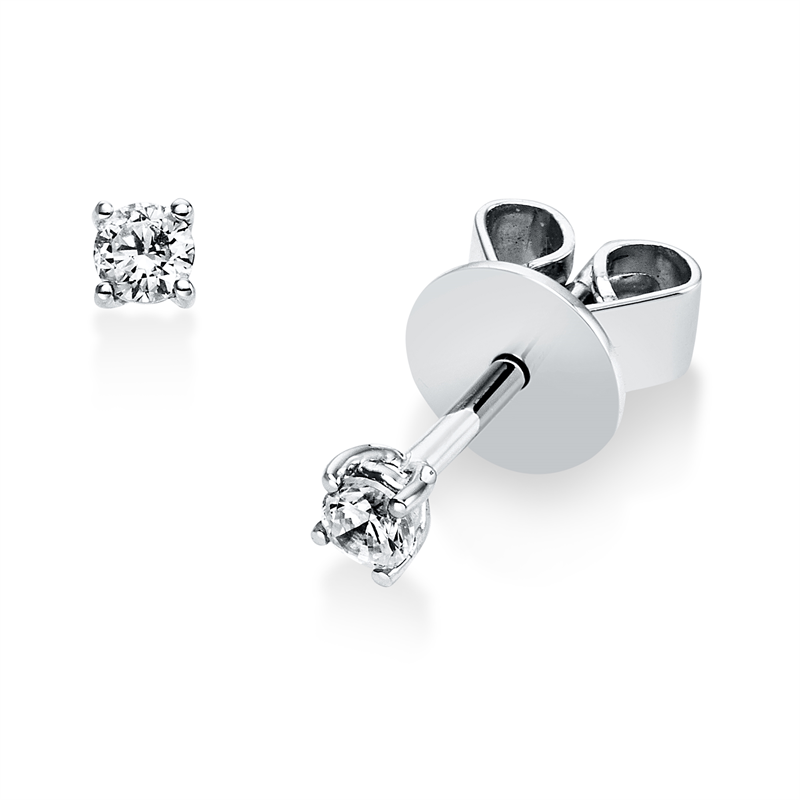 Solitaire Ohrstecker Weißgold 18kt 0,1ct