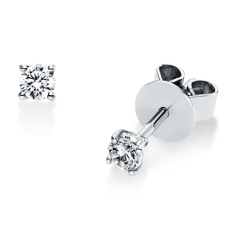Solitaire Ohrstecker Weißgold 18kt 0,2ct