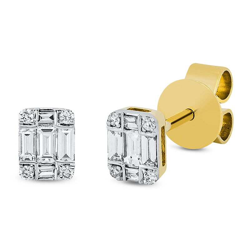 Baguette Illusion Ohrstecker Gelbgold 18kt 0,28ct