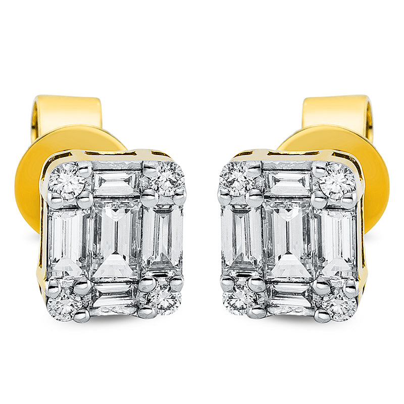 Baguette Illusion Ohrstecker Gelbgold 18kt 0,71ct