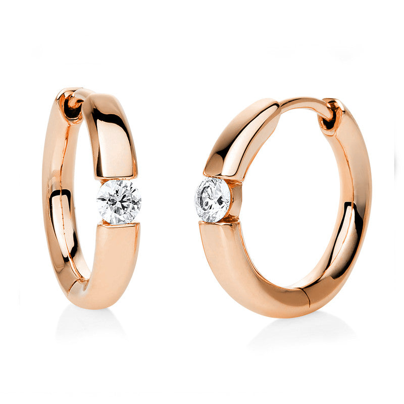 Solitaire Creolen Rotgold 14kt 0,16ct