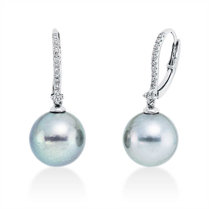 Perle Ohrschmuck Weißgold 18kt 0,16ct