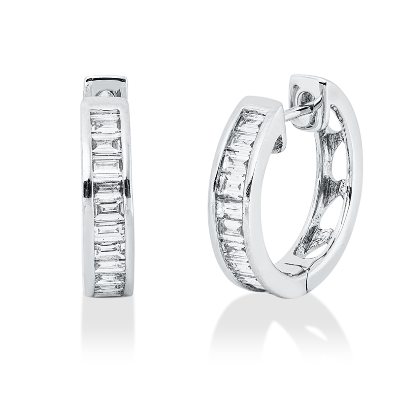 Baguette Creolen Weißgold 18kt 0,81ct