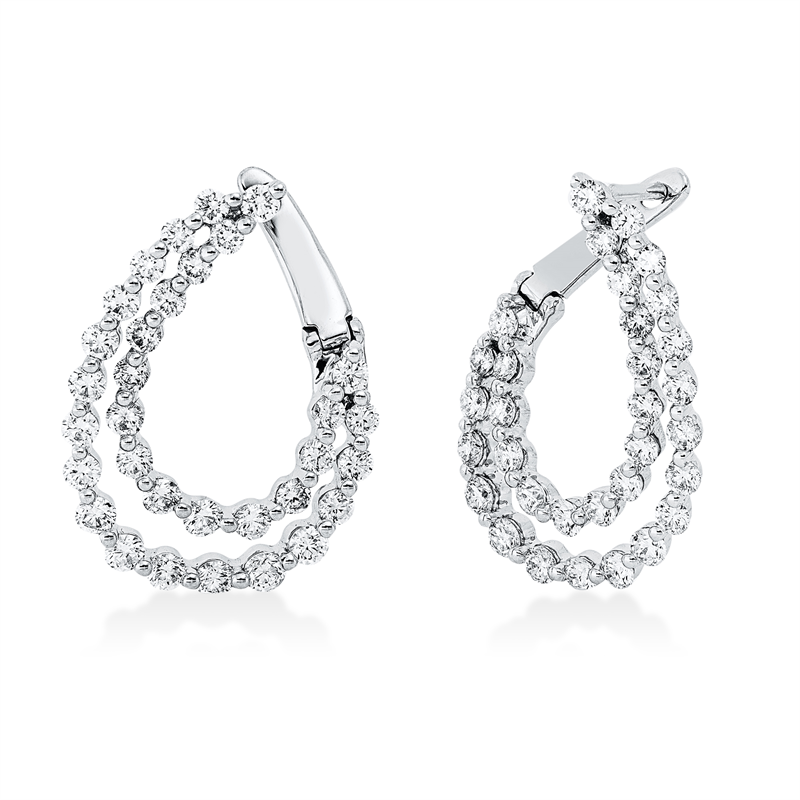 Mehrfachsteinbesatz Creolen Weißgold 18kt 1,87ct