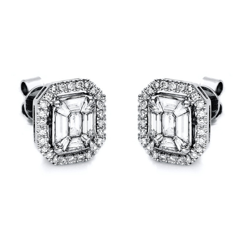 Baguette Illusion Ohrstecker Weißgold 18kt 0,94ct