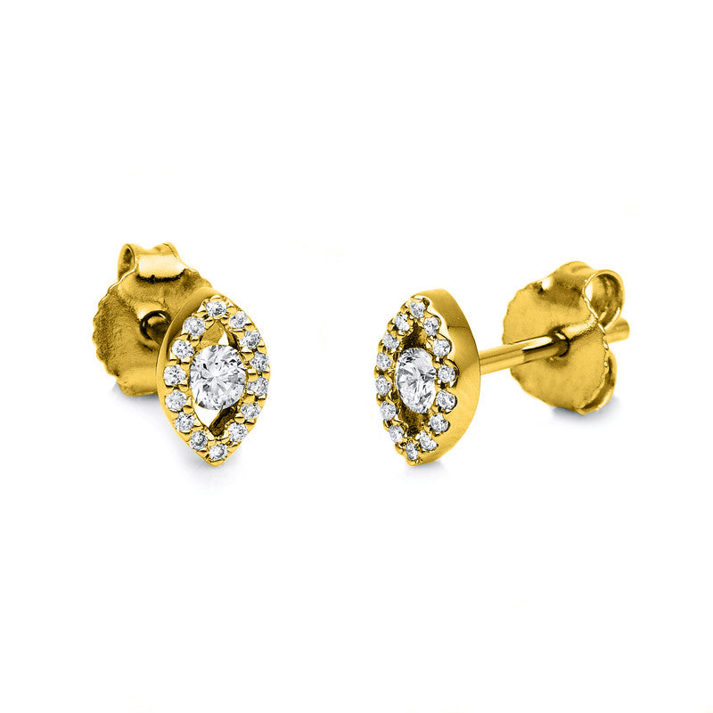 Solitaire mit Besatz Ohrstecker Gelbgold 18kt 0,18ct