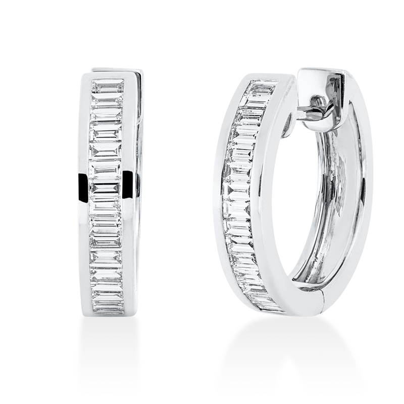 Baguette Creolen Weißgold 18kt 0,65ct