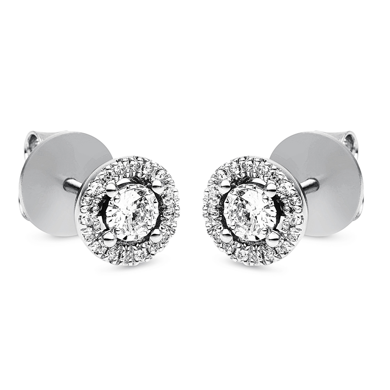 Solitaire mit Besatz Ohrstecker Weißgold 18kt 0,3ct