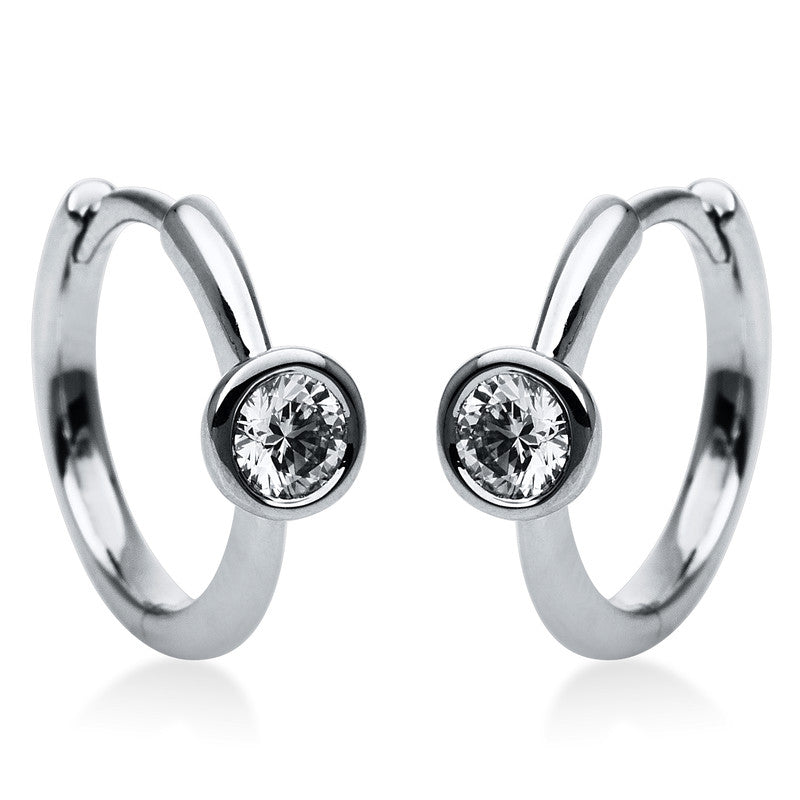 Solitaire Creolen Weißgold 14kt 0,2ct