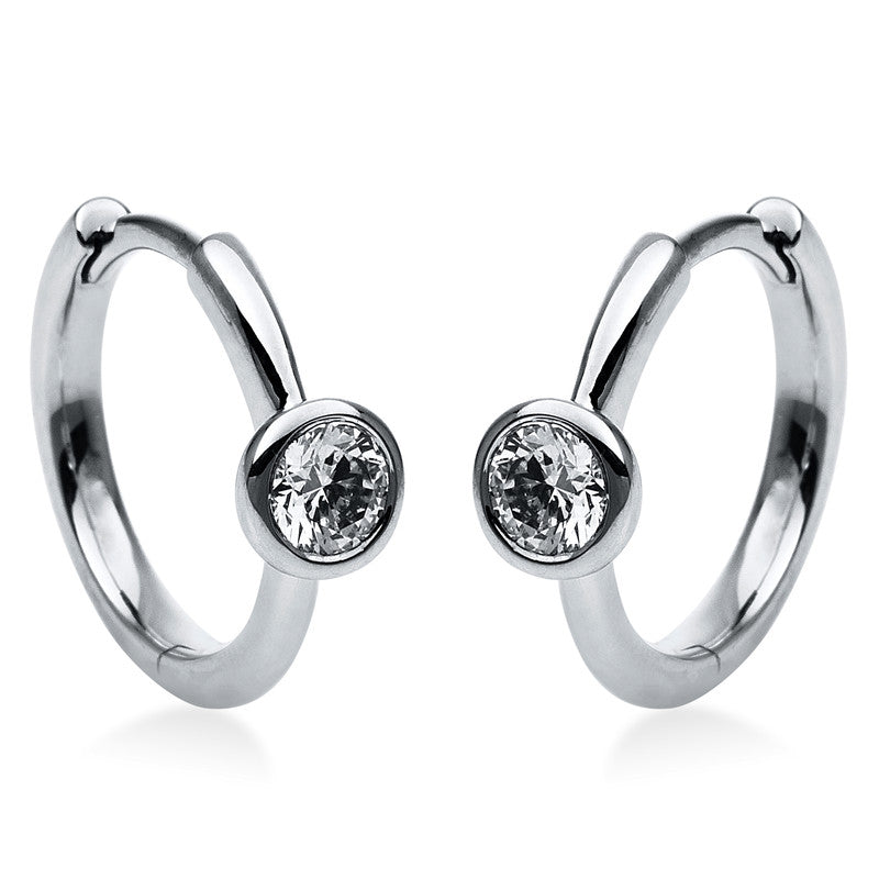 Solitaire Creolen Weißgold 14kt 0,3ct