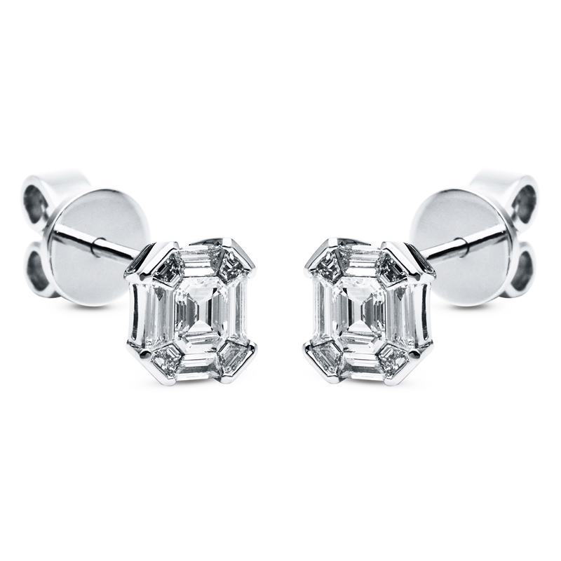 Baguette Illusion Ohrstecker Weißgold 18kt 0,56ct