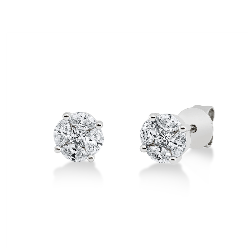 Baguette Illusion Ohrstecker Weißgold 18kt 0,48ct