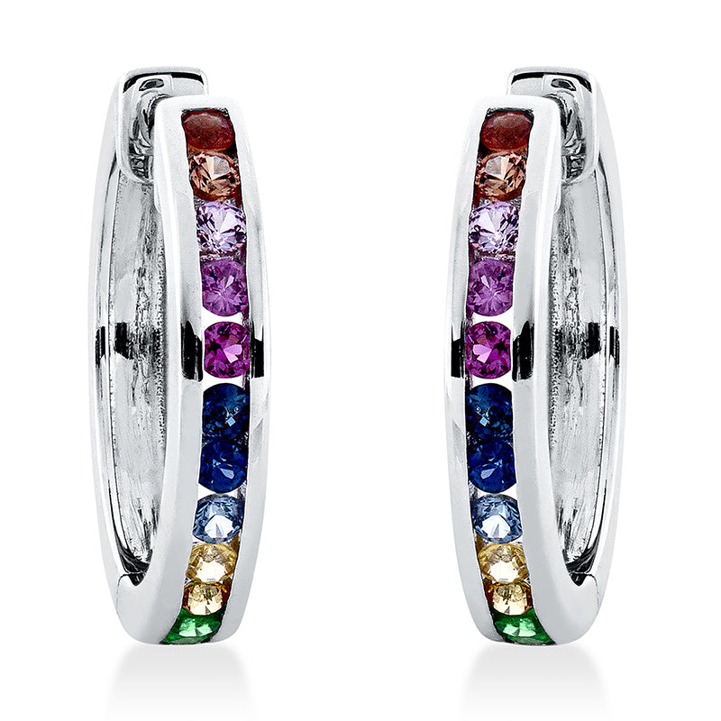 Rainbow & Multicolor Creolen Weißgold 18kt