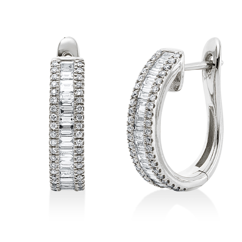Baguette Creolen Weißgold 18kt 0,83ct